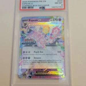 Espeon Ex - Pokemon Prismatic Evolutions #034 Stamped - Near Mint to Mint PSA 8