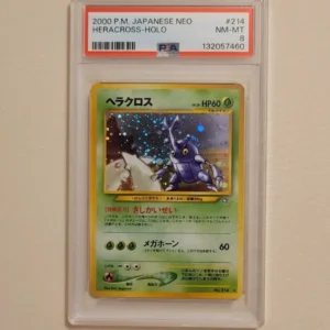 Heracross - Pokemon Japanese Neo Genesis #214 - Near Mint to Mint PSA 8